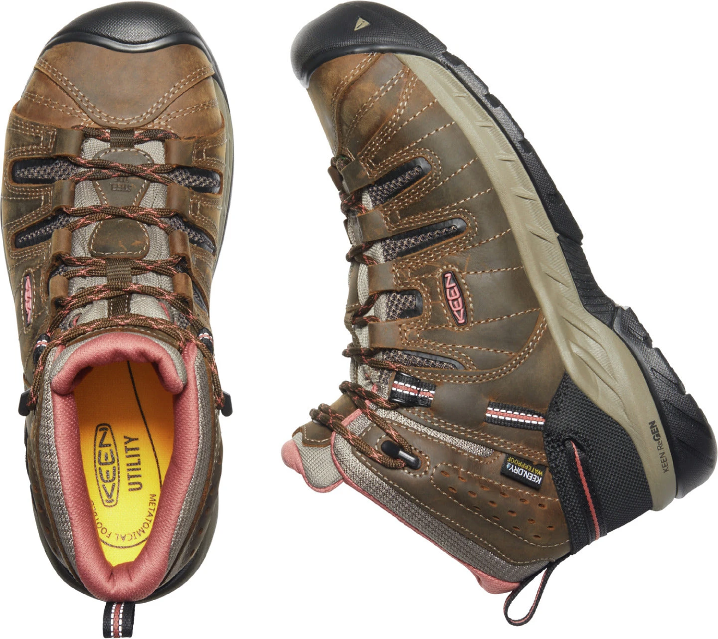 'Keen Utility' Women's Flint II EH WP Mid Hiker - Cascade Brown / Brick Dust 2 'Keen Utility' Women's Flint II EH WP Mid Hiker - Cascade Brown / Brick Dust - Image 2