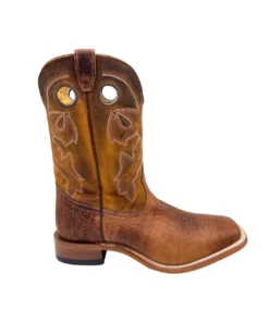 'Boulet' Men's 12" Saddle Vamp Western Square Toe - Shrunken Bomber / Ambergold