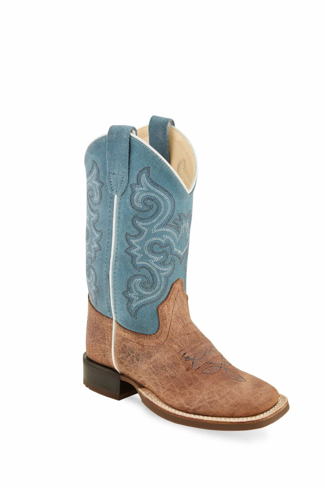 'Old West' Children's Western Square Toe - Brown / Sky Blue 1 'Old West' Children's Western Square Toe - Brown / Sky Blue