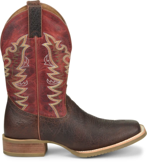 'Double H' Men's 12" Clifton Western Square Toe Roper - Buckskin / Red 1 'Double H' Men's 12" Clifton Western Square Toe Roper - Buckskin / Red
