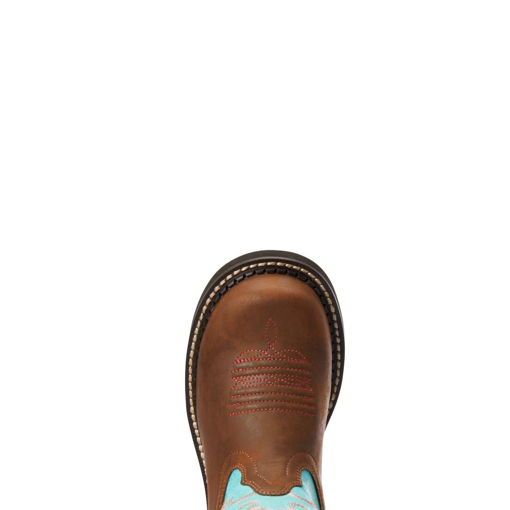 'Ariat' Youth 6" Cowpoke Fatbaby Western - Dark Brown / Turquoise 2 'Ariat' Youth 6" Cowpoke Fatbaby Western - Dark Brown / Turquoise - Image 2