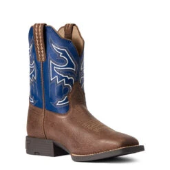 'Ariat' Youth 8" Sorting Pen Western Square Toe - Chocolate / Navy -Sports Footwear Shop F21 YTH WEST 10038333 medial 1024x1024@2x