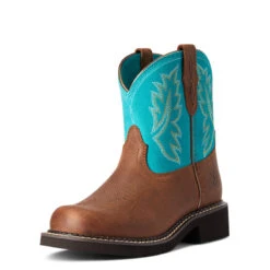 'Ariat' Youth Fatbaby Heritage Round Toe - Brown / Turquoise 9 'Ariat' Youth Fatbaby Heritage Round Toe - Brown / Turquoise -Sports Footwear Shop F21 YTH WEST 10038376 3 4 front 1024x1024@2x