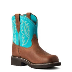 'Ariat' Youth Fatbaby Heritage Round Toe - Brown / Turquoise 11 'Ariat' Youth Fatbaby Heritage Round Toe - Brown / Turquoise -Sports Footwear Shop F21 YTH WEST 10038376 medial 1024x1024@2x