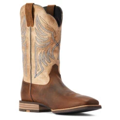 'Ariat' Men's 12" Everlite Blazin Western Square Toe - Whole Wheat / Sand Dollar -Sports Footwear Shop F22 MNS WEST 10042436 medial 1024x1024@2x