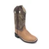 'Old West' Children's Western Broad Square Toe - Tan / Brown Crackle