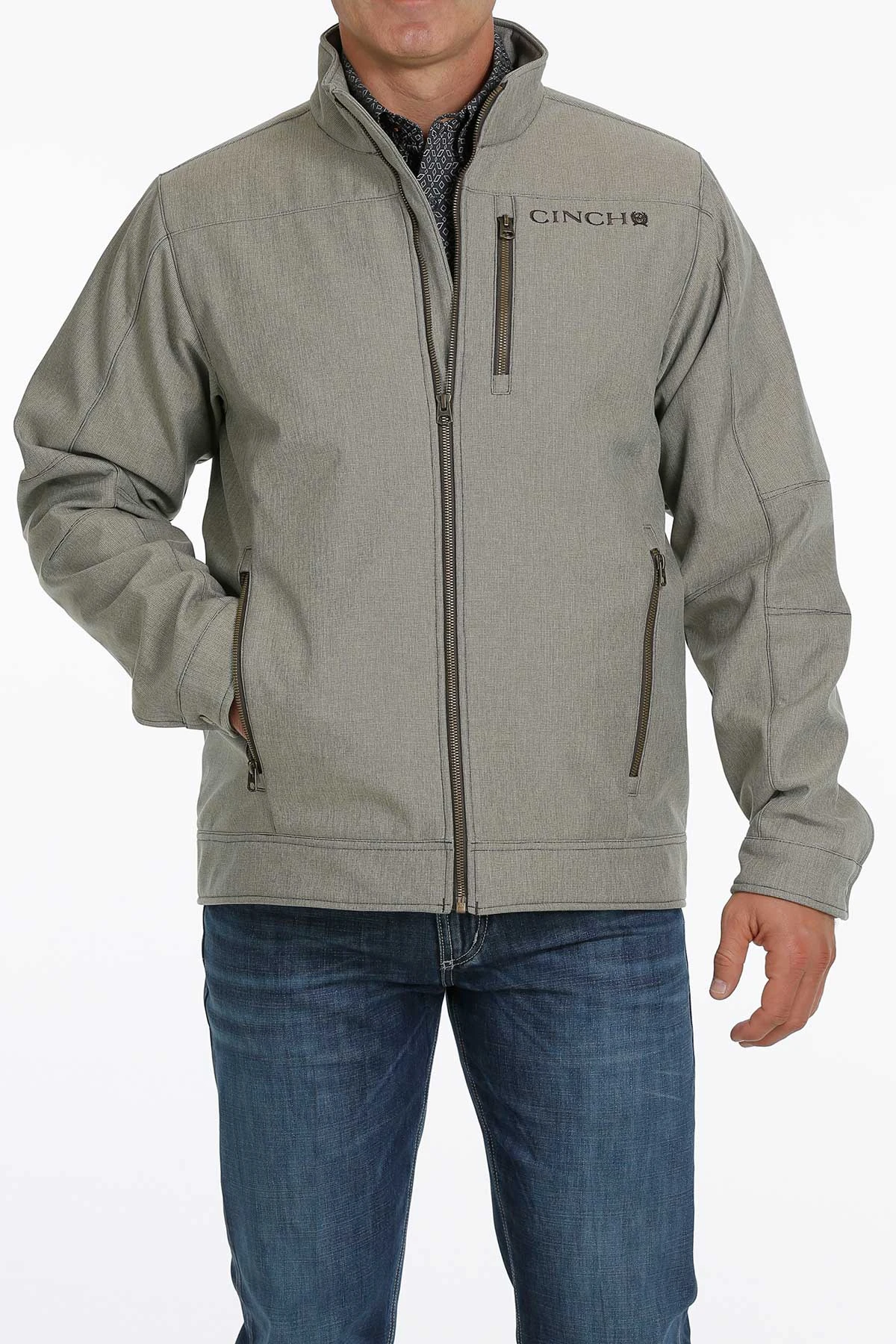 'Cinch' Men's Concealed Carry Bonded Logo Jacket - Stone 2 'Cinch' Men's Concealed Carry Bonded Logo Jacket - Stone - Image 2