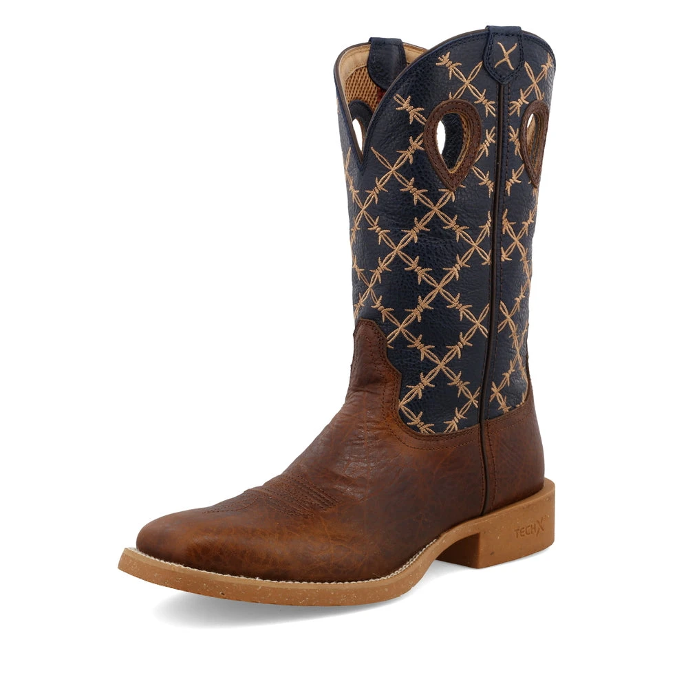 'Twisted X' Men's 12" Tech X Western Square Toe - Rustic Brown/ Navy 1 'Twisted X' Men's 12" Tech X Western Square Toe - Rustic Brown/ Navy