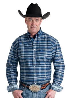 'Panhandle Slim' Men's Amity Print Western Button Front - Blue