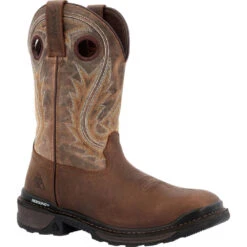 'Rocky' Men's 11" Ram's Horn EH Western Square Toe - Western Dark Brown 12 'Rocky' Men's 11" Ram's Horn EH Western Square Toe - Western Dark Brown -Sports Footwear Shop RKW0393 1024x1024@2x