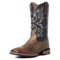 'Ariat' Men's 11" Everlite Vapor Western Square Toe - Ranch Brown / Black Deertan -Sports Footwear Shop S21 MNS WEST 10035963 3 4 front 1024x1024@2x