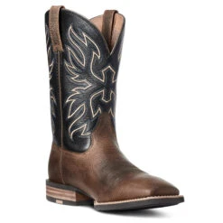 'Ariat' Men's 11" Everlite Vapor Western Square Toe - Ranch Brown / Black Deertan -Sports Footwear Shop S21 MNS WEST 10035963 medial 1024x1024@2x