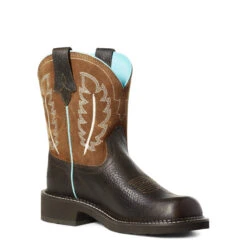 'Ariat' Women's 8" Fatbaby Feather II Western Round Toe - Dark Cottage -Sports Footwear Shop S21 WMS WEST 10034009 medial 1024x1024@2x