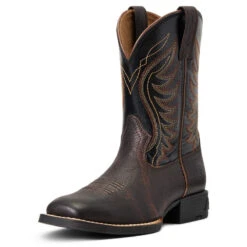 'Ariat' Youth Amos Square Toe - Red-Brown / Black -Sports Footwear Shop S22 YTH WEST 10040333 3 4 front 1024x1024@2x