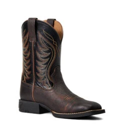 'Ariat' Youth Amos Square Toe - Red-Brown / Black -Sports Footwear Shop S22 YTH WEST 10040333 medial 1024x1024@2x