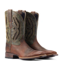 'Ariat' Men's 11" Rowder VentTEK 360° Western Square Toe - Rust / Forest Green -Sports Footwear Shop S23 MNS WEST 10044478 pair 1024x1024@2x