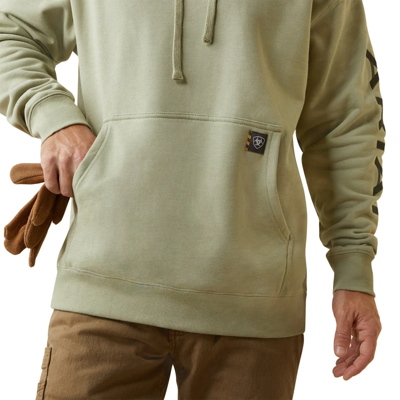 'Ariat' Men's Rebar Graphic Hoodie - Desert Sage Heather 3 'Ariat' Men's Rebar Graphic Hoodie - Desert Sage Heather - Image 3