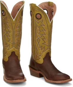 'Tony Lama' Men's 15" Fairview Buckaroo Western Square Toe - Brown / Moss Green -Sports Footwear Shop TNL 002 SA2001 1024x1024@2x