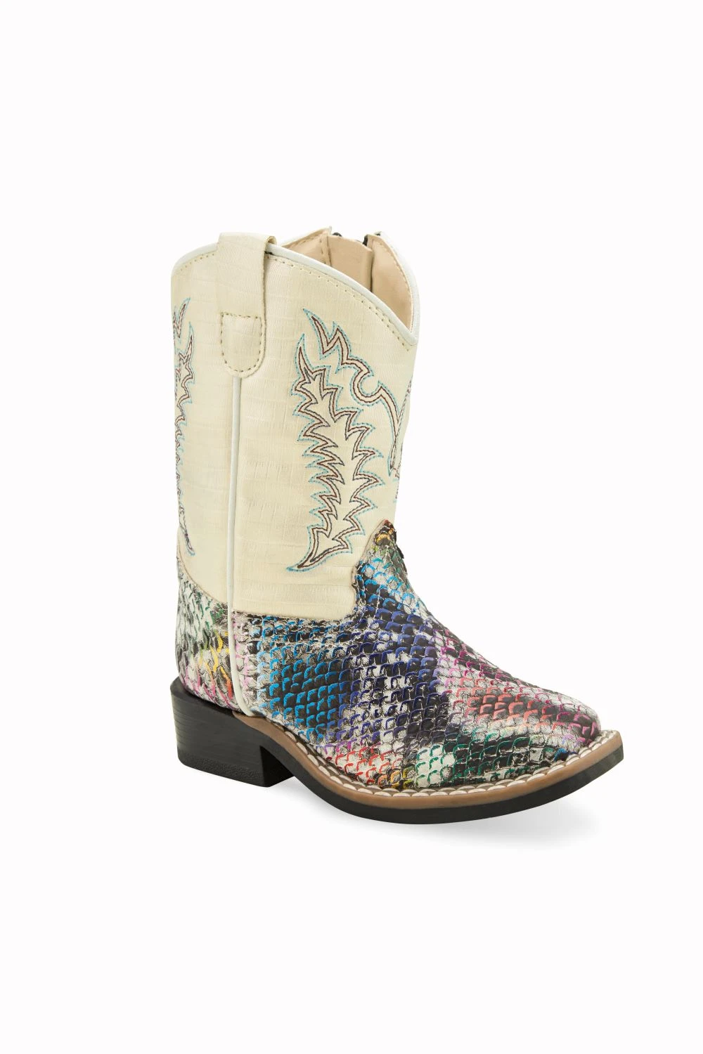 'Old West' Toddler Broad Square Toe - Multi / Cream 1 'Old West' Toddler Broad Square Toe - Multi / Cream