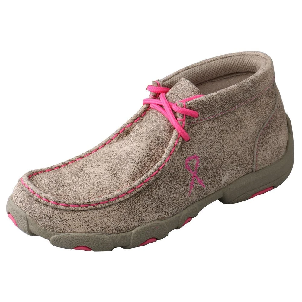 'Twisted X' Kids' Chukka Driving Moc - Dusty Tan / Neon Pink 1 'Twisted X' Kids' Chukka Driving Moc - Dusty Tan / Neon Pink