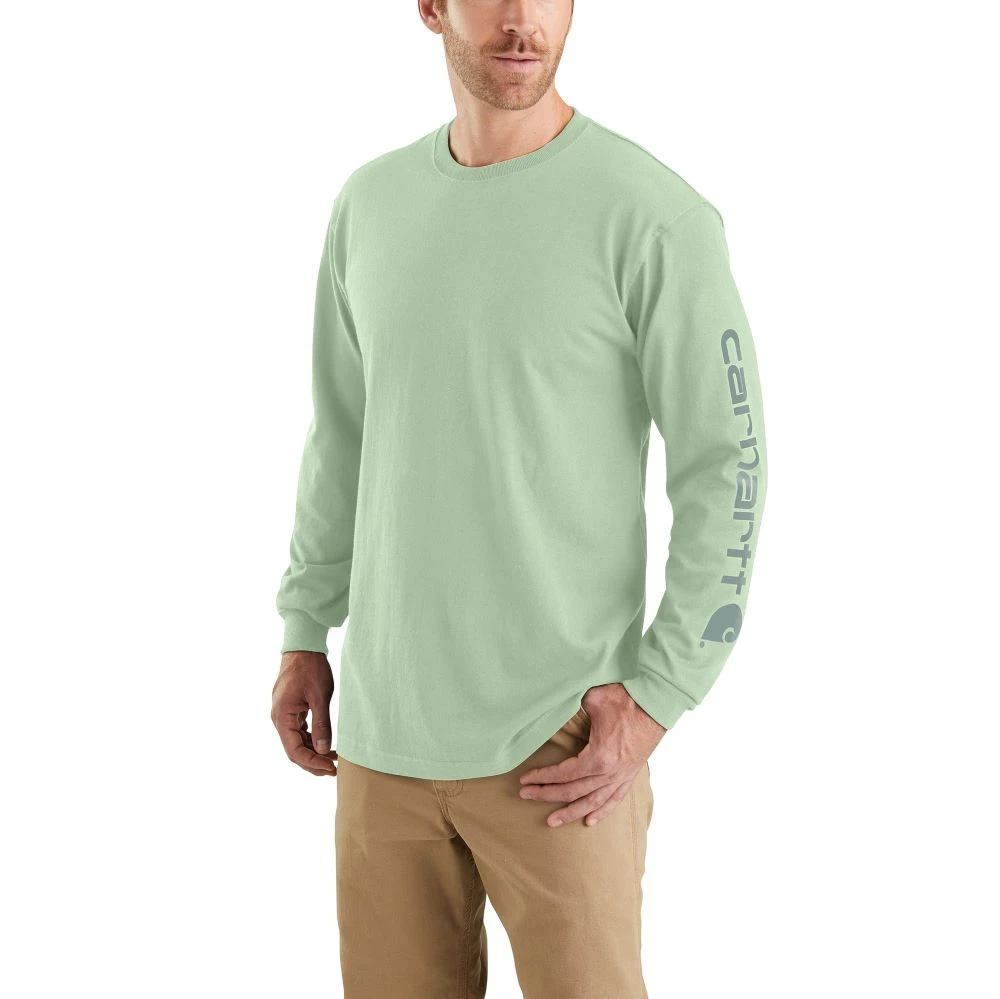 'Carhartt' Men's Heavyweight Sleeve Logo T-Shirt - Soft Green 1 'Carhartt' Men's Heavyweight Sleeve Logo T-Shirt - Soft Green
