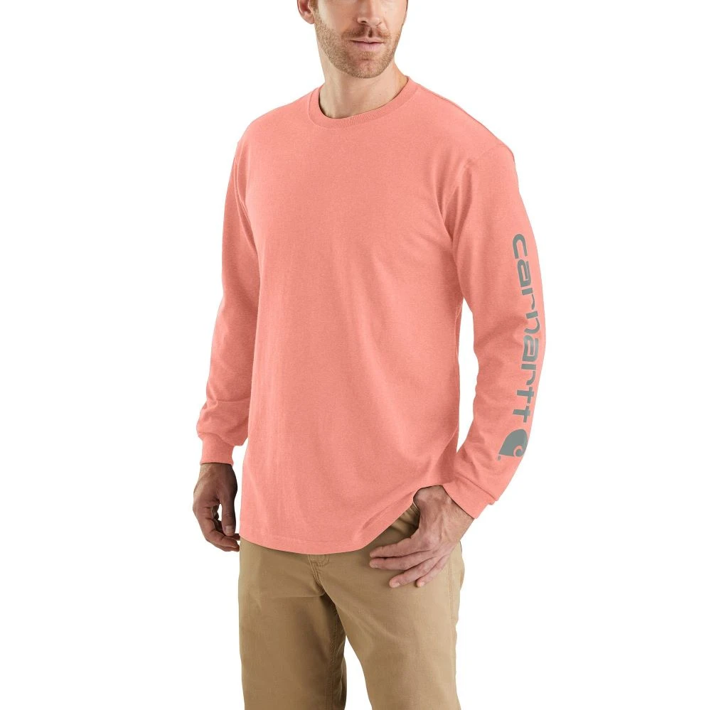 'Carhartt' Men's Heavyweight Sleeve Logo T-Shirt - Hibiscus Heather 1 'Carhartt' Men's Heavyweight Sleeve Logo T-Shirt - Hibiscus Heather