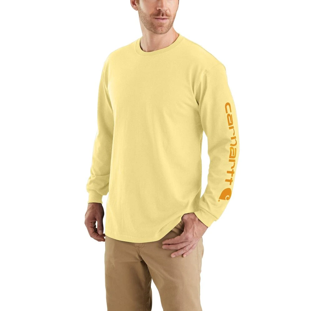 'Carhartt' Men's Heavyweight Sleeve Logo T-Shirt - Pale Sun 1 'Carhartt' Men's Heavyweight Sleeve Logo T-Shirt - Pale Sun